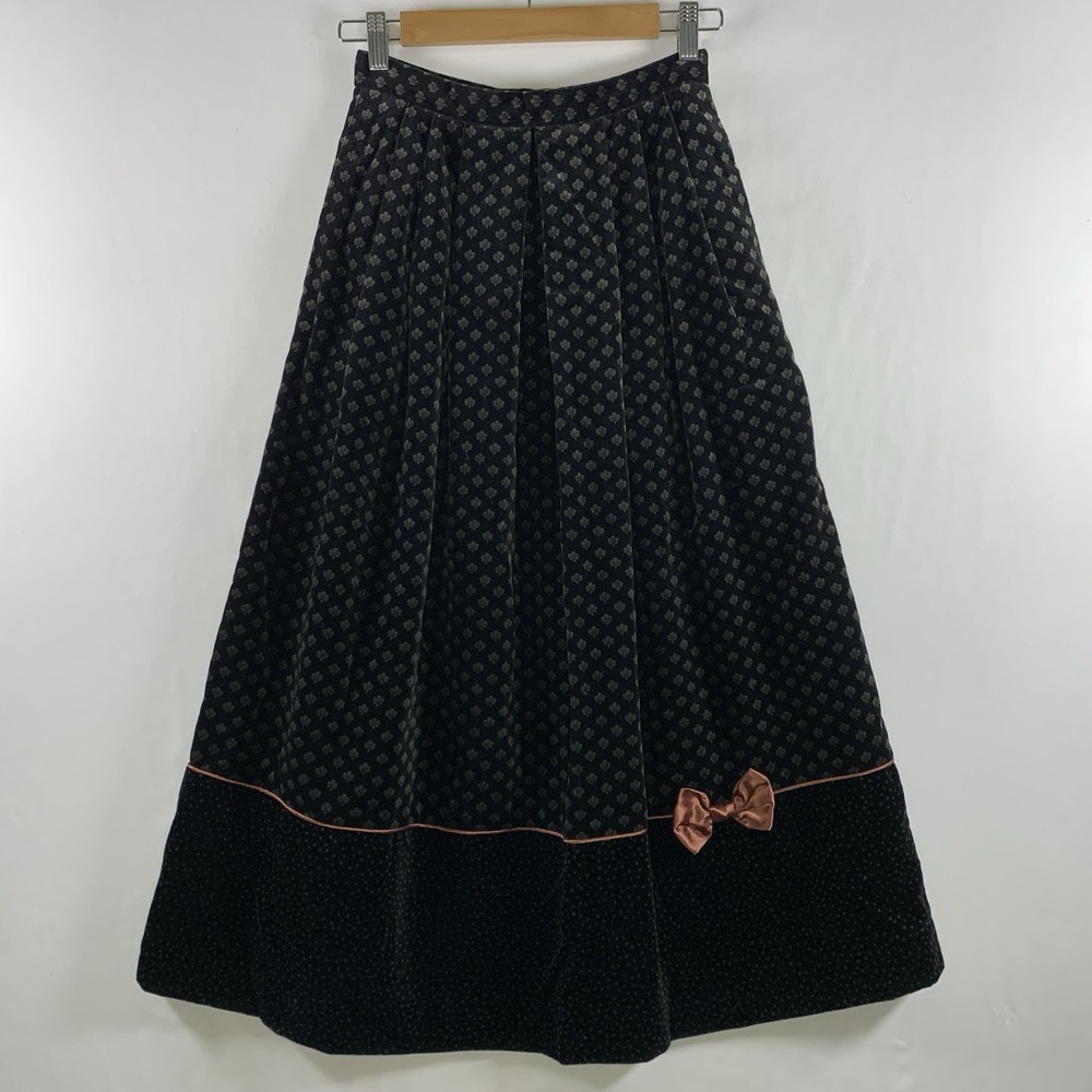VTG Susan Bristol Old Money Twee Velvet Maxi Skirt 24" High Waist Pockets USA
